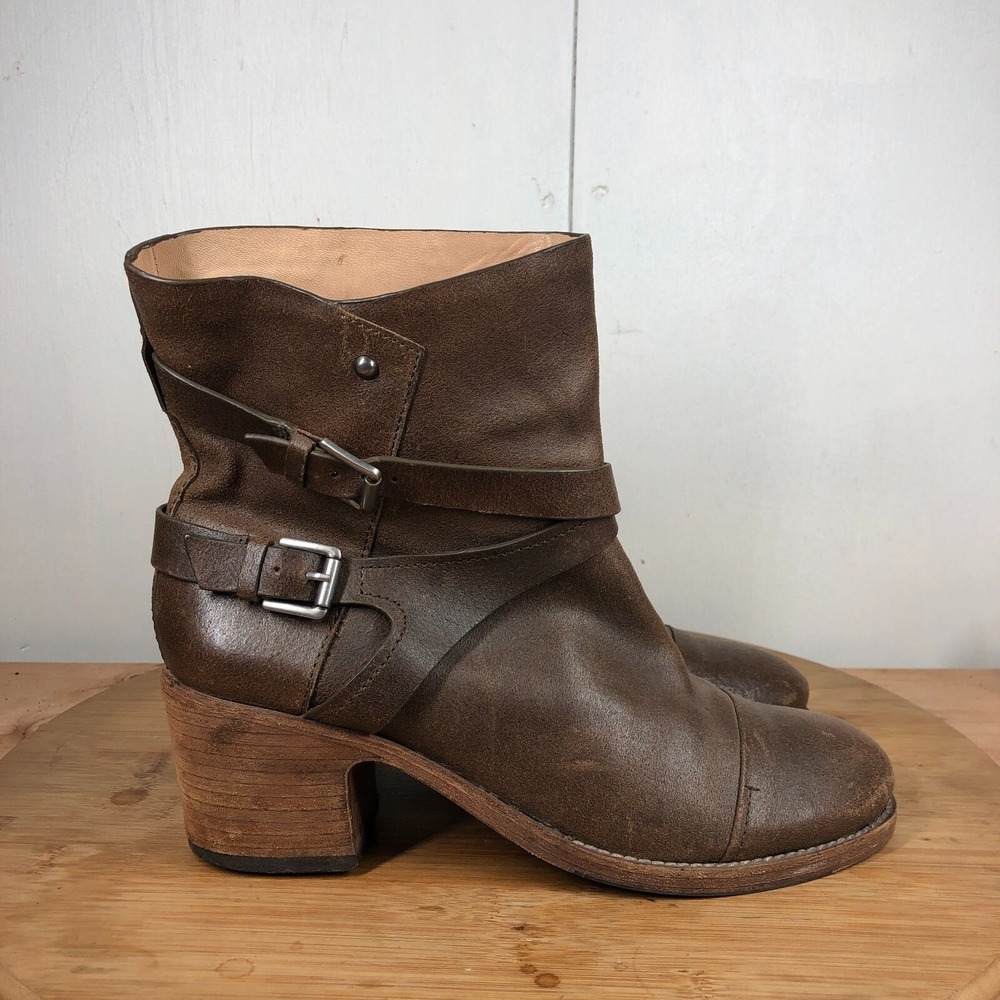 Sigerson Morrison Womens size 10 shoes Brown Leather Block Enginner boots